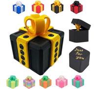 Starnearby Coffret Cadeau Humoristique Adulte, Boite Cadeau Surprise Doigt, Coffrets Cadeaux Agaçant Imprimé en 3D, Coffrets Surprise pour Noël, Halloween, Anniversaire (Noir et or)