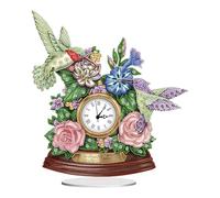 Starnearby Diamond Painting Horloge de Table Bricolage, Ornement de Bureau Broderie Diamant avec Fonction d'horloge, Horloge Peinture Diamant Artisanat Mosaïque Ornement de Table Décoration