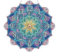 Starnearby Diamond Painting Horloge Murale Mandala Bricolage Horloge Peinture Diamant Strass Forme Spéciale Bricolage Artisanat Mosaïque Décoration Suspendue Pendentif Décoration Cadeau