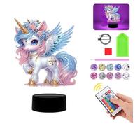 Starnearby Diamond Painting Lampe LED Licorne, Veilleuse Peinture Diamant Bricolage, Veilleuse Animaux Enfant à Piles/USB, Lampe de Nuit Chambre Décor, Cadeaux pour Enfants et Adultes