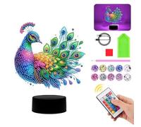 Starnearby Diamond Painting Lampe LED Paon, Veilleuse Peinture Diamant Bricolage, Veilleuse Animaux Enfant à Piles/USB, Lampe de Nuit Chambre Décor, Cadeaux pour Enfants et Adultes