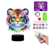 Starnearby Diamond Painting Lampe LED Tigre, Veilleuse Peinture Diamant Bricolage, Veilleuse Animaux Enfant à Piles/USB, Lampe de Nuit Chambre Décor, Cadeaux pour Enfants et Adultes
