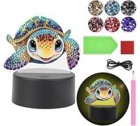 Starnearby Diamond Painting Lampe LED Tortue, Veilleuse Peinture Diamant Bricolage, Veilleuse Animaux Enfant à Piles/USB, Lampe de Nuit Chambre Décor, Cadeaux pour Enfants et Adultes