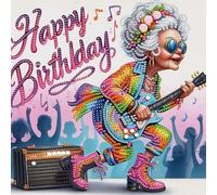 Starnearby Diamond Painting Personnes Agées DIY Diamond Painting Diamant Speciaux Broderie Diamant Vieux Couple Partiel Artisanat Grand-mère Drôle Peinture Diamant Forme Spéciale Kit 30x30cm