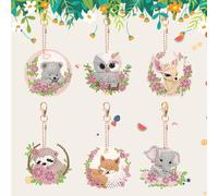 Starnearby Diamond Painting Porte Clé Animaux Strass Porte-clés de Peinture Diamant Bricolage Broderie Diamant Porte Clef Double Face Peinture Diamant Porte Clef Pendentif Cadeau