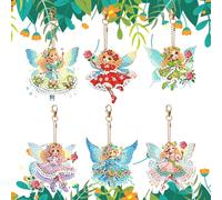 Starnearby Diamond Painting Porte Clé Elfe Strass, Porte-clés de Peinture Diamant Bricolage, Broderie Diamant Porte Clef Double Face, Peinture Diamant Porte Clef Artisanat Pendentif Cadeau