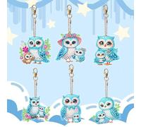 Starnearby Diamond Painting Porte Clé Hibou, Porte-clés de Peinture Diamant Bricolage, Broderie Diamant Porte Clef Double Face, Peinture Diamant Porte Clef Strass Artisanat Pendentif Cadeau