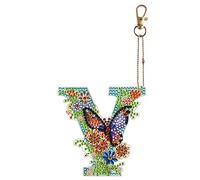 Starnearby Diamond Painting Porte Clé Lettre Alphabet Strass, Porte-clés de Peinture au Diamant Bricolage, Broderie Diamant Porte Clé Double Face, Peinture Diamant Porte Clef Artisanat Pendentif