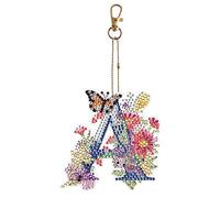 Starnearby Diamond Painting Porte Clé Lettre Alphabet Strass, Porte-clés de Peinture au Diamant Bricolage, Broderie Diamant Porte Clé Double Face, Peinture Diamant Porte Clef Artisanat Pendentif