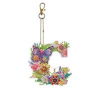 Starnearby Diamond Painting Porte Clé Lettre Alphabet Strass, Porte-clés de Peinture au Diamant Bricolage, Broderie Diamant Porte Clé Double Face, Peinture Diamant Porte Clef Artisanat Pendentif