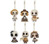 Starnearby Diamond Painting Porte Clé Poupée Crâne Strass Mosaïque, Porte-clés de Peinture Diamant Bricolage, Broderie Diamant Porte Clé Double Face, Peinture Diamant Porte Clef Artisanat Pendentif