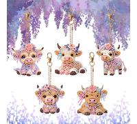 Starnearby Diamond Painting Porte Clé Yack Strass, Porte-clés de Peinture Diamant Bricolage, Broderie Diamant Porte Clef Double Face, Peinture Diamant Porte Clef Artisanat Pendentif Cadeau