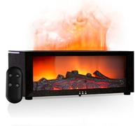 Starnearby Diffuseur & Humidificateur Effet Flamme Cheminée, Diffuseur Flamme Huiles Essentielles, Diffuseurs d'aromathérapie 7 Couleurs, Diffuseur d'arômes avec Télécommande (Noir)