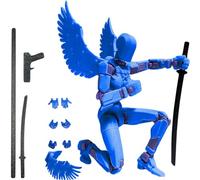 Starnearby Figurine d'action Titan 13 avec Ailes, Action Figurine T13, Robot Mobile Articulé, Assemblage Terminé, Figurine Impression 3D, Figurine Mobile, Décoration de Bureau, Cadeau (B-Bleu)