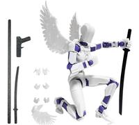 Starnearby Figurine d'action Titan 13 avec Ailes, Action Figurine T13, Robot Mobile Articulé, Assemblage Terminé, Figurine Impression 3D, Figurine Mobile, Décoration de Bureau, Cadeau (B-Blanc)