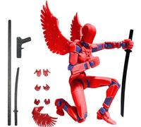 Starnearby Figurine d'action Titan 13 avec Ailes, Action Figurine T13, Robot Mobile Articulé, Assemblage Terminé, Figurine Impression 3D, Figurine Mobile, Décoration de Bureau, Cadeau (B-Rouge)