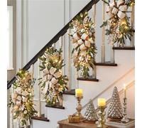 Starnearby Guirlande de Noël en Forme de Goutte avec Lumières LED à Piles, Couronne de Sapin de Noel, Décoration Escalier Noel, Guirlande de Noël Lumineuse pour Porte d'entrée, Fenêtre 1PCS