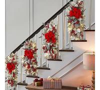 Starnearby Guirlande de Noël pour Escalier, Guirlande de Noël en Forme de Goutte avec Lumières LED à Piles, Décoration Noel Escalier pour Porte d'entrée, Fenêtre (2PCS Rouge)
