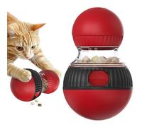 Starnearby Jouet Distributeur Croquettes Chat, Jouet Interactif Croquettes pour Chat, Balle Distributeur de Friandises pour Chats avec Son, Balle de Nourriture pour Animaux (Rouge)