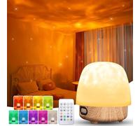 Starnearby Lampe Champignon Projecteur Vague Coucher de Soleil LED 16 Couleurs avec Abat-jour, Haut-parleur Bluetooth, Télécommande, 3 Modes, Lumie Lampe de Chevet pour Chambre (Naturel)