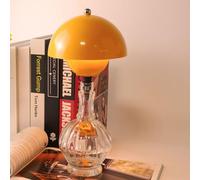 Starnearby Lampe de Bouteille Sans Fil Rechargeable, Lampe de Table Bouteille LED Tactile Forme de Champignon, Lampe de Chevet Portable, Dimmable 3 Couleurs pour Bar, Restaurant, Maison (Jaune)