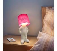 Starnearby Lampe de Chevet Créative Petit Garçon Timide, Veilleuse de Table Mignon Amusante, Lumière de Nuit avec Cable, Décoration de la Maison, Joli Cadeau (Rose)