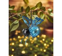 Starnearby Lampe Solaire Exterieur Abeille, Lampe LED Abeille en Métal, Statue d'insecte Solaire pour Décoration de Jardin Extérieur, Balcon, Porche, Décoration Printanière (Bleu 1pc)