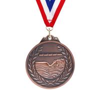 Starnearby Médaille Or Argent Bronze avec Ruban, Médaille Natation 6,5 CM, Médaille de Récompense pour Enfant et Adulte de Style Olympique, Médailles du Gagnant pour Sports, Compétitions