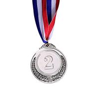 Starnearby Médaille Or Argent Bronze avec Ruban Médaille Récompense Enfant et Adulte de Style Olympique Médailles du Gagnant pour Fête des Sports pour Enfants Compétition Party (Argent)