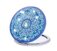 Starnearby Miroir Maquillage de Poche de Peinture Diamant Bricolage, Miroir de Poche Compact Pliable Portable, Mini Miroir Diamond Painting Mandala pour Femmes Filles Voyage Travail École