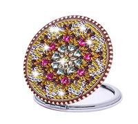 Starnearby Miroir Maquillage de Poche de Peinture Diamant Bricolage, Miroir de Poche Compact Pliable Portable, Mini Miroir Diamond Painting Mandala pour Femmes Filles Voyage Travail École