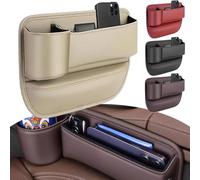 Starnearby Organiseur Latéral pour Siège de Voiture, Boîte de Rangement pour Espace de Siège de Voiture, Poche de Rangement Voiture avec Porte-Gobelet, Organisateur de Siège de Voiture Avant