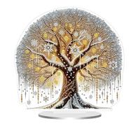 Starnearby Ornement de Bureau Broderie Diamant Arbre de Vie, DIY Diamond Painting Decoration Noël, Peinture Diamant Deco Noel Bricolage Simple Face Artisanat Mosaïque Décoration Cadeau