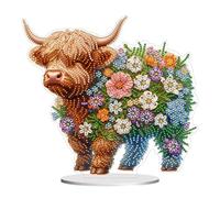 Starnearby Ornement de Bureau Broderie Diamant Yak Diamond Painting Ornement de Table Animaux, Ornement Peinture Diamant Bricolage Simple Face Strass Artisanat Cadeau Décoration