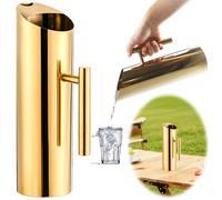 Starnearby Pichet à Eau Inox, Carafe à Eau 1,5/2 L, Cruche a Eau Inox avec Poignée, Moderne, pour Boissons, Thé Glacé, Café Chaud pour la Maison, le Restaurant, le Bar (Or 1,5L)