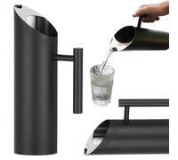 Starnearby Pichet à Eau Inox, Carafe à Eau 1,5/2 L, Cruche a Eau Inox avec Poignée, Moderne, pour Boissons, Thé Glacé, Café Chaud pour la Maison, le Restaurant, le Bar (Noir 1,5L)