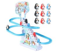 Starnearby Piste de Course Canard, Piste de Glisse pour Canard électrique, Jouet Circuit Canard avec avec LED et Musique, Jouet d'escalier de Canard, Piste d'assemblage Bricolage, Cadeau