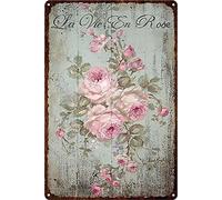 Starnearby Plaque Murale Vintage en Métal, Motif Fleur, Affiche Metallique Vintage, Plaque Decorative Metal, Décoration Murale Rétro pour Maison, Cuisine, Bar, Club, Café, 20 x 30 cm (G)