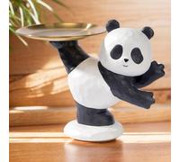 Starnearby Plateau Clé Entrée Panda Statue Vide Poche, Bol Clé Entrée Panda Sculpture en Résine, Statue avec Plateau, Plateau Rangement Clef, Bijoux, Plateau Porte Clé et Accessoires, Décoration