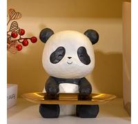 Starnearby Plateau Clé Entrée Panda Statue Vide Poche, Bol Clé Entrée Panda Sculpture en Résine, Statue avec Plateau, Plateau Rangement Clef, Bijoux, Plateau Porte Clé et Accessoires, Décoration