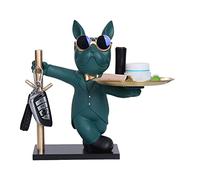 Starnearby Plateau Clé Entrée Sculpture de Bulldog en Résine Vide Poche Bijoux - Décoration