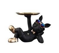 Starnearby Plateau Clé Entrée, Statue Bouledogue Vide Poche, Bol Clé Entrée Bulldog Sculpture en Résine, Plateau Rangement Clef, Plateau Clé Entrée, Statue de Plateau de Rangement de Table