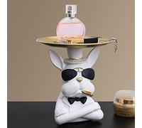 Starnearby Plateau Clé Entrée, Statue Bouledogue Vide Poche, Bol Clé Entrée Bulldog Sculpture en Résine, Plateau Rangement Clef, Plateau Clé Entrée, Statue de Plateau de Rangement de Table