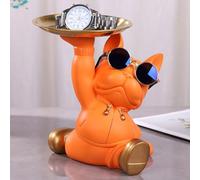 Starnearby Plateau Clé Entrée Statue Bouledogue Vide Poche, Bol Clé Entrée Bulldog Sculpture en Résine, Statue avec Plateau, Plateau Rangement Clef, Bijoux, Plateau Clé Entrée, Décoration