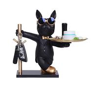 Starnearby Plateau Clé Entrée Statue Bouledogue Vide Poche, Bol Clé Entrée Bulldog Sculpture en Résine, Statue avec Plateau, Plateau Rangement Clef, Bijoux, Plateau Clé Entrée, Décoration