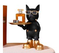 Starnearby Plateau Clé Entrée Statue Bouledogue Vide Poche, Bol Clé Entrée Bulldog Sculpture en Résine, Statue avec Plateau, Plateau Rangement Clef, Bijoux, Plateau Clé Entrée, Décoration