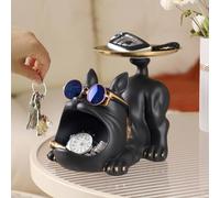 Starnearby Plateau Clé Entrée Statue Bouledogue Vide Poche, Bol Clé Entrée Bulldog Sculpture en Résine, Statue avec Plateau, Plateau Rangement Clef, Bijoux, Plateau Clé Entrée, Décoration