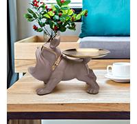 Starnearby Plateau Clé Entrée, Statue Bouledogue Vide Poche, Bol Clé Entrée Bulldog Sculpture en Résine, Plateau Rangement Clef, Plateau Clé Entrée, Statue de Plateau de Rangement de Table