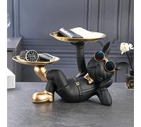 Starnearby Plateau Clé Entrée Statue Bouledogue Vide Poche, Bol Clé Entrée Bulldog Sculpture en Résine, Statue avec Plateau, Plateau Rangement Clef, Bijoux, Plateau Clé Entrée, Décoration