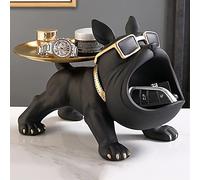 Starnearby Plateau Clé Entrée, Statue Bouledogue Vide Poche, Bol Clé Entrée Bulldog Sculpture en Résine, Plateau Rangement Clef, Plateau Clé Entrée, Statue de Plateau de Rangement de Table